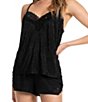 Midnight BakeryTextured Satin Cami & Shorty Pajama Set