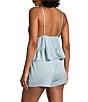 Color:Blue - Image 2 - Textured Satin Tiered Cami Shorty Set