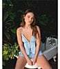 Color:Blue - Image 4 - Textured Satin Tiered Cami Shorty Set