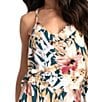 Color:Teal - Image 3 - Tropical Floral Print Sleeveless V-Neck Woven Pant Pajama Set
