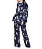 Midnight Bakery Western Print Long Sleeve Notch Collar Satin Long Pajama Set, Color:Blue - Image 2