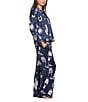 Midnight Bakery Western Print Long Sleeve Notch Collar Satin Long Pajama Set, Color:Blue - Image 3