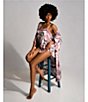 Color:Mauve - Image 3 - Woven Floral Print Smocked Square Neck Cami & Shorty Pajama Set