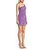 Midnight Doll One Shoulder Sequin Front Slit Bodycon Dress, Color:Lavender/Blush - Image 3