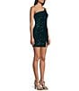 Midnight Doll One Shoulder Sequin Front Slit Bodycon Dress, Color:Peacock - Image 3