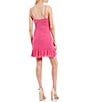 Color:Pink Fuchsia - Image 2 - Clip Dot Ruffle Trim Gathered Ruffle Flounce Hem Mini Dress