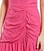 Color:Pink Fuchsia - Image 3 - Clip Dot Ruffle Trim Gathered Ruffle Flounce Hem Mini Dress
