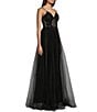 Color:Black/Silver - Image 3 - Embellished Corset Ball Gown