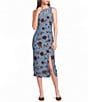 Midnight Doll Floral Burn Out Side Slit Midi Dress - Image 1