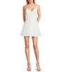 Midnight Doll Floral Embossed V-Neck Bow Back Mini Dress - Image 1