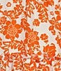 Color:Ivory/Orange - Image 3 - Floral Print Long Sleeve Tie Front Tiered Dress