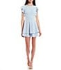 Midnight Doll Flutter Sleeve Double-Hem Fit & Flare Dress, Color:Powder Blue - Image 1