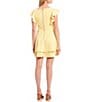 Midnight Doll Flutter Sleeve Double-Hem Fit & Flare Dress, Color:Pale Yellow - Image 2