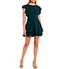 Midnight Doll Flutter Sleeve Double-Hem Fit & Flare Dress, Color:Hunter - Image 1
