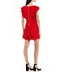 Midnight Doll Flutter Sleeve Double-Hem Fit & Flare Dress, Color:Red - Image 2