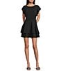Midnight Doll Flutter Sleeve Double-Hem Fit & Flare Dress, Color:Black - Image 1