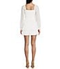 Midnight Doll Glitter Dot Long Sleeve Square Neck Bodice Tiered Dress, Color:White/Silver - Image 2