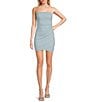 Midnight Doll Glitter Knit Spaghetti Strap Square Neck Tulip Hem Back Detail Dress - Image 1