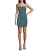 Midnight Doll Glitter Knit Square Neck Caged Back Dress - Image 1
