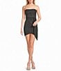 Midnight Doll Glitter Knit Strapless Side Sash Wrap Front Dress - Image 1