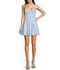 Midnight Doll Glitter V-Neck Rhinestone Strap Party Dress - Image 1