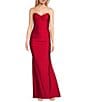 Midnight Doll Jersey Knit Satin V-Neck Sleeveless Rhinestone Strap Lace Up Back Side Slit Dress, Color:Cherry - Image 1