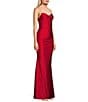 Midnight Doll Jersey Knit Satin V-Neck Sleeveless Rhinestone Strap Lace Up Back Side Slit Dress, Color:Cherry - Image 3