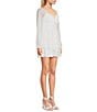 Color:White/Silver - Image 3 - Long Sleeve Glitter Dot Double Hem Fit & Flare Dress