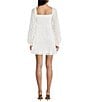 Color:White - Image 2 - Long Sleeve Tiered Chiffon Jacquard Dress