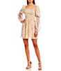 Color:Yellow Multi - Image 1 - Marie-Sleeve Floral Printed Smocked Fit-And-Flare Dress