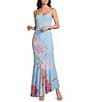 Midnight Doll Mesh Floral Printed Scarf Asymmetrical Maxi Dress - Image 3