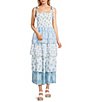 Midnight Doll Mixed Printed Tie Shoulder Smocked Tiered Dress - Image 1
