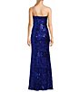 Midnight Doll One Shoulder Floral Sequin Pattern Front Slit Dress - Image 2