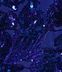 Midnight Doll One Shoulder Floral Sequin Pattern Front Slit Dress - Image 4