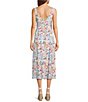 Midnight Doll Patchwork Printed V-neck Tie Front Midi Dress - Image 2