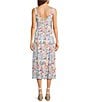 Midnight Doll Patchwork Printed V-neck Tie Front Midi Dress - Image 2
