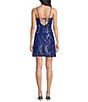 Midnight Doll Patterned Beaded Sequin V-Neck A-Line Tie Back Dress - Image 2