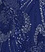 Midnight Doll Patterned Beaded Sequin V-Neck A-Line Tie Back Dress - Image 4