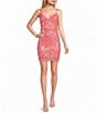 Midnight Doll Patterned Beaded V-Neck Open Tie Back Bodycon Dress - Image 1