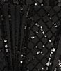 Midnight Doll Patterned Sequin Mesh Halter V-Neck Front Slit Bodycon Dress - Image 4
