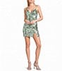 Midnight Doll Patterned Sequin V-Neck Lace Up Back Bodycon Dress - Image 1