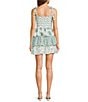Midnight Doll Printed Tie Strap Smocked Bodice Tiered Mini Dress - Image 5