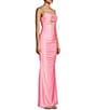Color:Pink - Image 3 - Rosette Cut-Out Ruched Sleeveless Long Dress