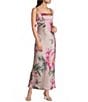 Midnight Doll Satin Floral Printed Drape Back Maxi Dress - Image 1