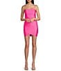 Color:Neon Pink - Image 1 - Satin Slim Wrap Dress