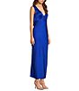 Midnight Doll Satin V-Neck Sleeveless Back Drape Dress - Image 3