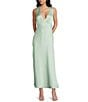 Midnight Doll Satin V-Neck Sleeveless Back Drape Dress - Image 5