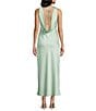 Midnight Doll Satin V-Neck Sleeveless Back Drape Dress - Image 6