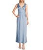 Midnight Doll Satin V-Neck Sleeveless Back Drape Dress - Image 1