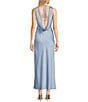 Midnight Doll Satin V-Neck Sleeveless Back Drape Dress - Image 2